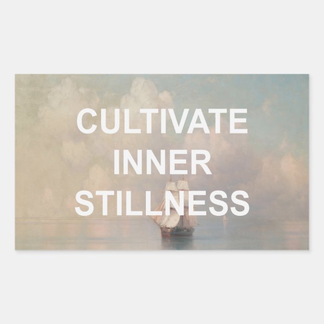 Mindfulness Text Quote + Vintage Seascape Painting Sticker (Front)