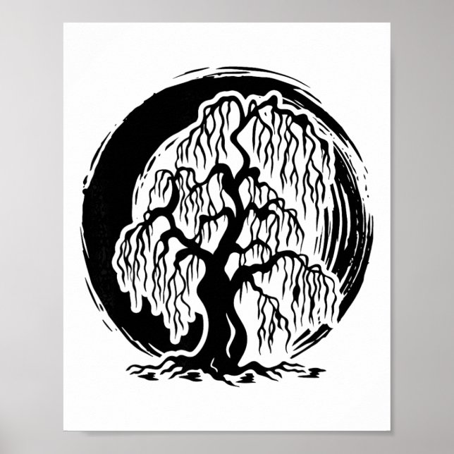 Mindfulness Weeping Willow Tree Meditation Buddhis Poster (Front)