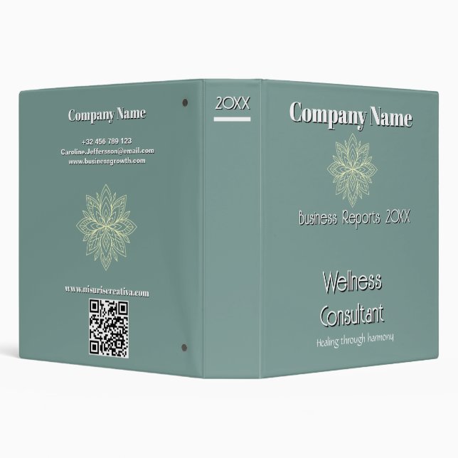 Mindfulness Wellness Consultant Zen  Lotus Teal Binder (Background)