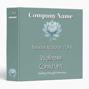Mindfulness Wellness Consultant Zen  Lotus Teal Binder