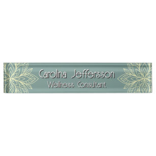 Mindfulness Wellness Consultant Zen  Lotus Teal Nameplate
