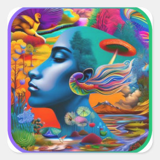 Mindscape Psychedelic Colourful Good Trip #2 Square Sticker