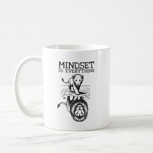 Mindset Is Everything, Cat Lion - Gym, Success Coffee Mug (Left)