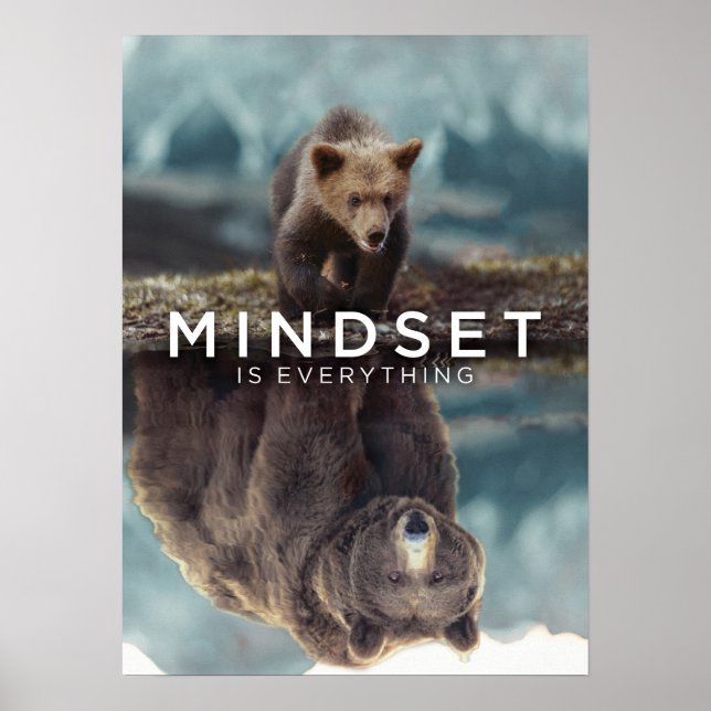Mindset Is Everything - Grizzly Bear Motivational Poster (Front)