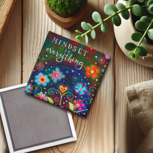 Mindset is Everything Inspirational Floral Trendy Magnet