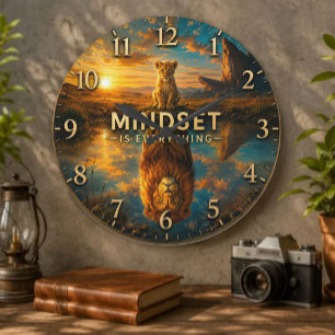 Mindset Is Everything Lion Large Clock