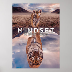 Mindset Is Everything - Tiger Water Reflection Poster
