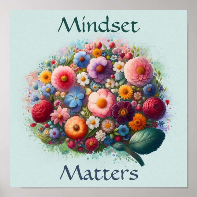 Mindset Matters Inspirational Mental Health Art  Poster (Front)