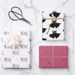 "Mine Mine Mine" Crazy Cute Bat Love Wrapping Paper Sheet