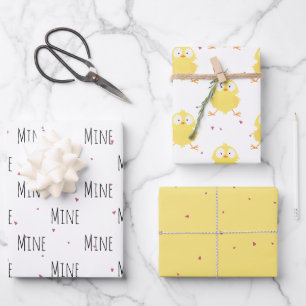 "Mine Mine Mine" Crazy Cute Chick Love Wrapping Paper Sheet