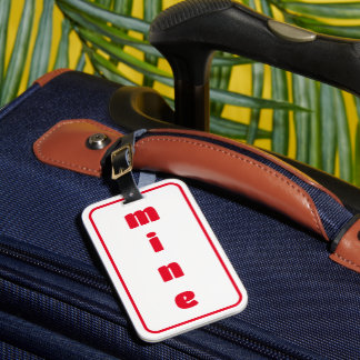 Mine Red and White Modern Luggage Tag