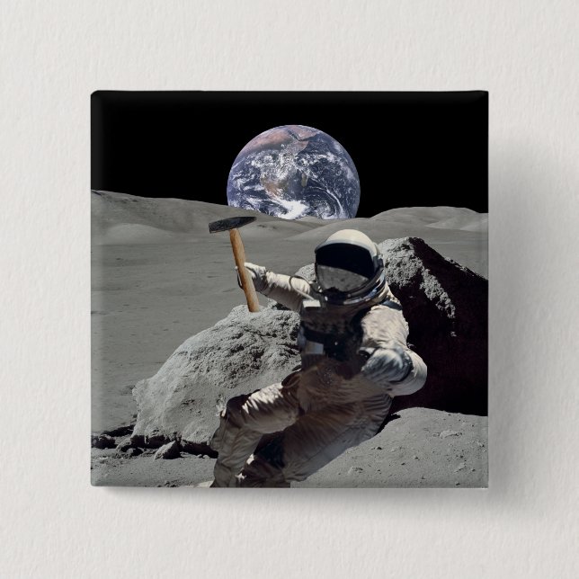 Mine The Moon 2 Inch Square Button (Front)