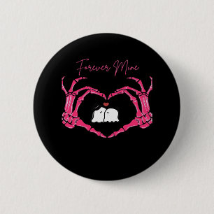 Mine, Valentines Day Classic - Skeleton Hands Hear 2 Inch Round Button