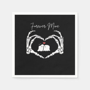 Mine, Valentines Day Classic - Skeleton Hands Hear Napkin