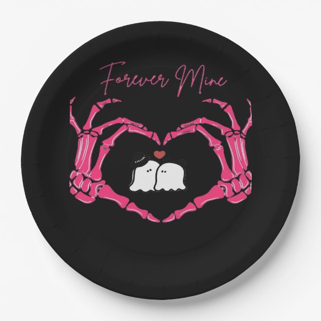 Mine, Valentines Day Classic - Skeleton Hands Hear Paper Plate (Front)