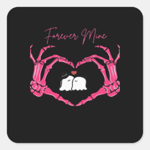 Mine, Valentines Day Classic - Skeleton Hands Hear Square Sticker