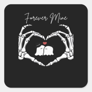 Mine, Valentines Day Classic - Skeleton Hands Hear Square Sticker