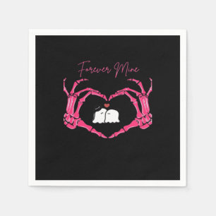 Mine Valentines Day Classic Skeleton Hands Hearts Napkin