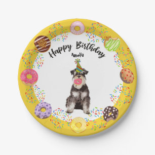Mineature Schnauzer Dog Birthday Party Paper Plate