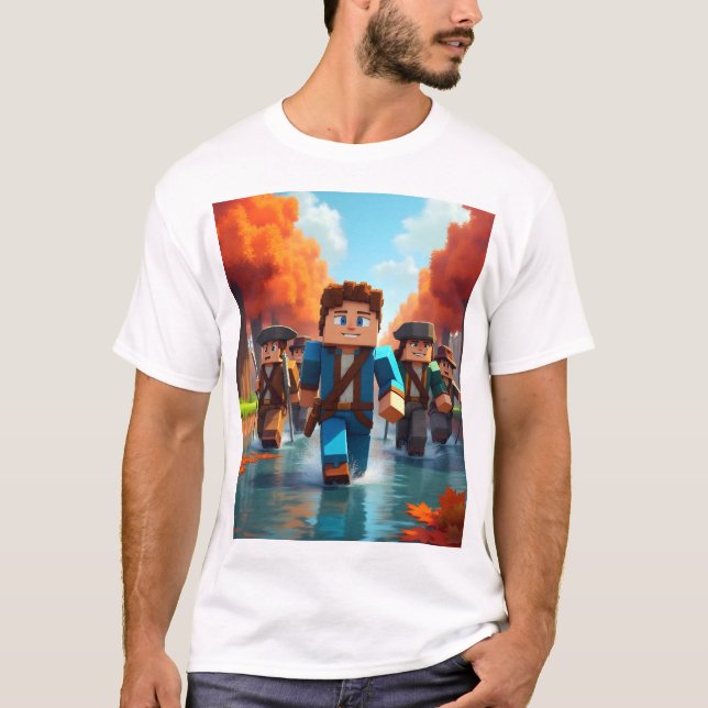 Minecraft adventurers exploring a stream T-Shirt (Front)