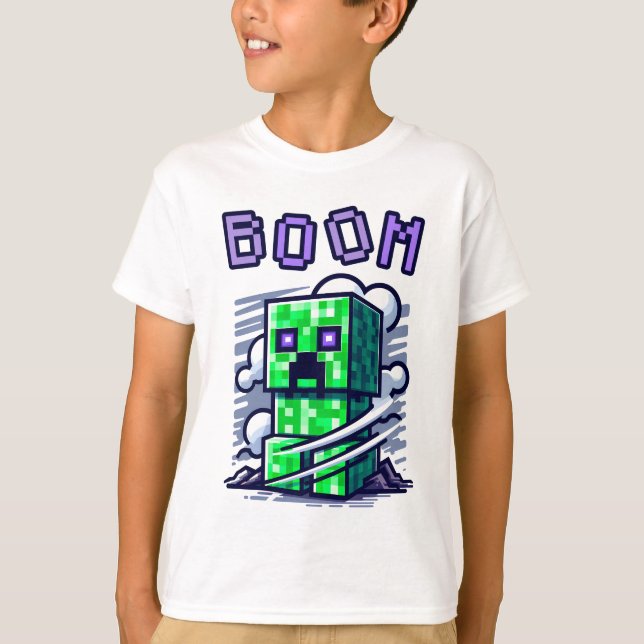 Minecraft Creeper, BOOM, Minecrafter, T-shirt Cool (Devant)