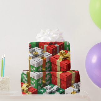 Minecraft Style Christmas Present Box Gift Wrap