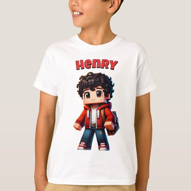 Minecrafter, Custom Name, Minecraft Cool T-Shirt (Front)