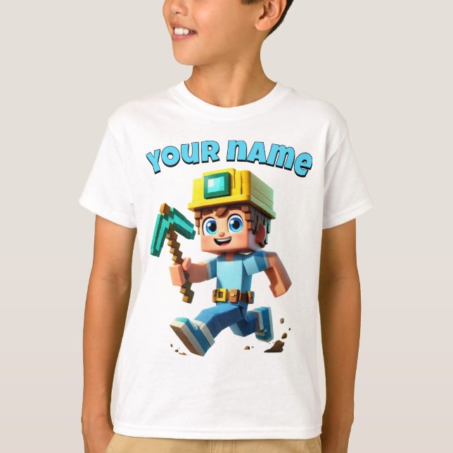 Minecrafter, Custom Name, Steve, Minecraft Cool T-Shirt (Front)