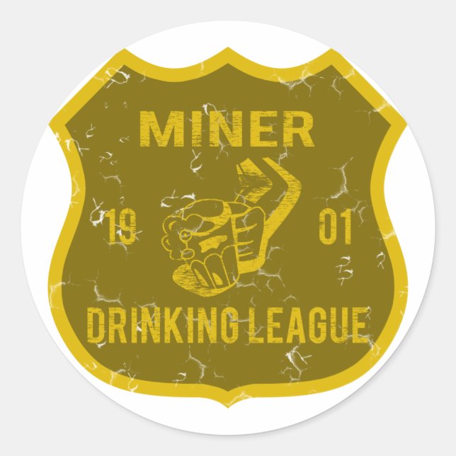 Miner Drinking League Classic Round Sticker (Front)