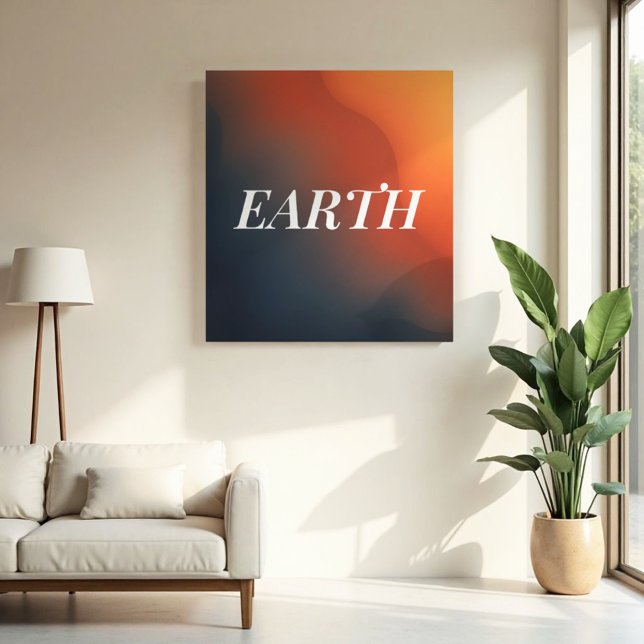 Mineral Vein - Earthy Organic Gradient Canvas Print (Earthy Gradient Canvas. Modern art focal point with natural slate blue & terracotta tones.)