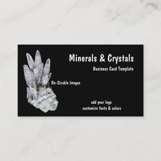 Minerals and Quartz Crystals Business Card (Front)