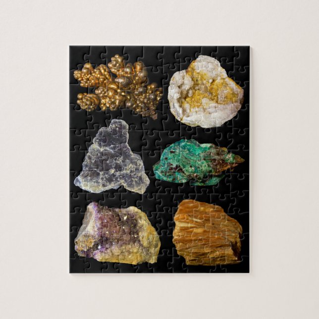 Minerals - Copper Geode Mica Malachite Amethyst Jigsaw Puzzle (Vertical)