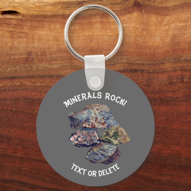 Minerals Rock Collectors Personalized  Keychain (Front)