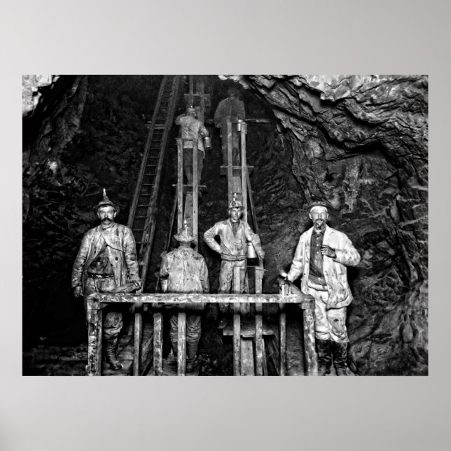 Miners at work in the Quincy Mine  c. 1890 Poster (Front)