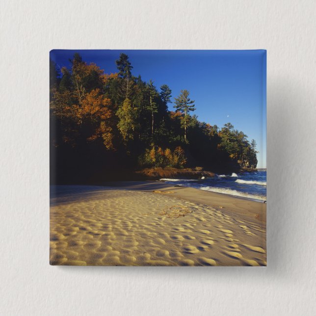 Miners Beach at Pictured Rocks National 2 Inch Square Button (Front)