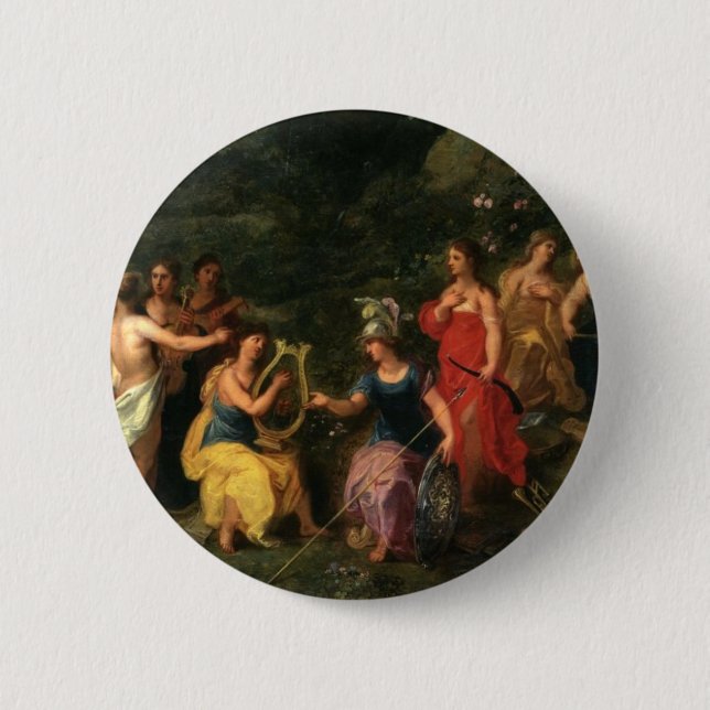 Minerva and the muses 2 inch round button (Front)