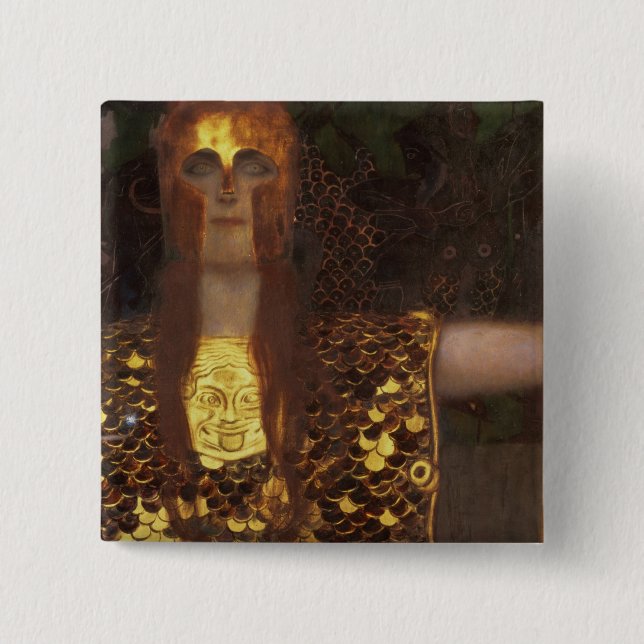 Minerva or Pallas Athena 2 Inch Square Button (Front)