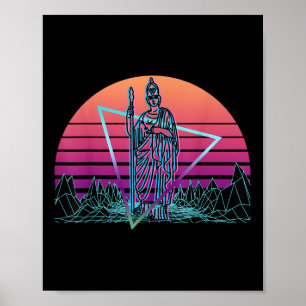Minerva Roman Goddess Of Wisdom And War Vaporwave Poster