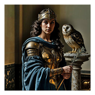 Minerva’s Silent Vigil - Roman Goddess Poster