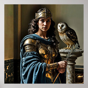 Minerva’s Silent Vigil - Roman Goddess Poster
