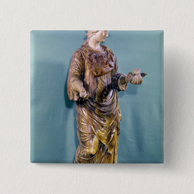 Minerva with an Owl, copy of a 6th century 2 Inch Square Button (Front)