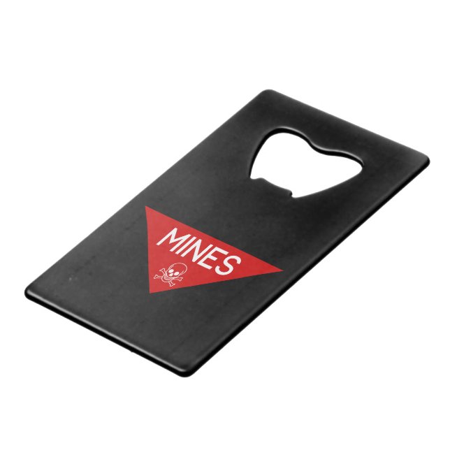 MINES SIGN | SIGNAGE | SYMBOL CREDIT CARD BOTTLE OPENER (Front Angled)