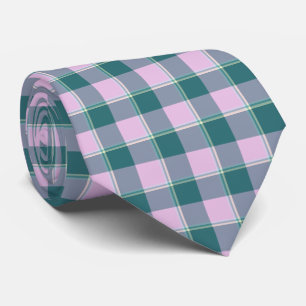 Ming and Melanie Plaid Blue Pink Neck Tie