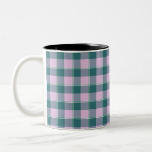 Ming and Melanie Plaid Pink Teal Two-Tone Coffee Mug