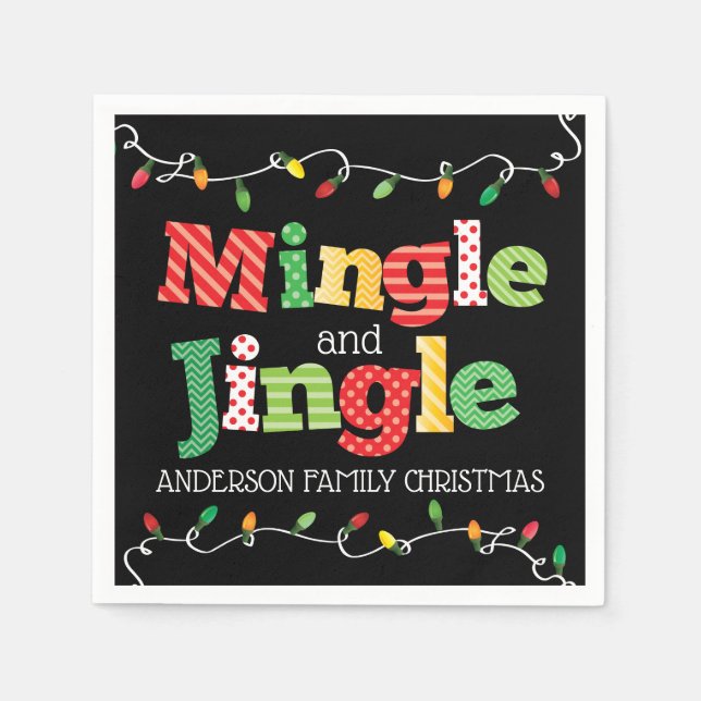 Mingle and Jingle Christmas Lights Napkin (Front)