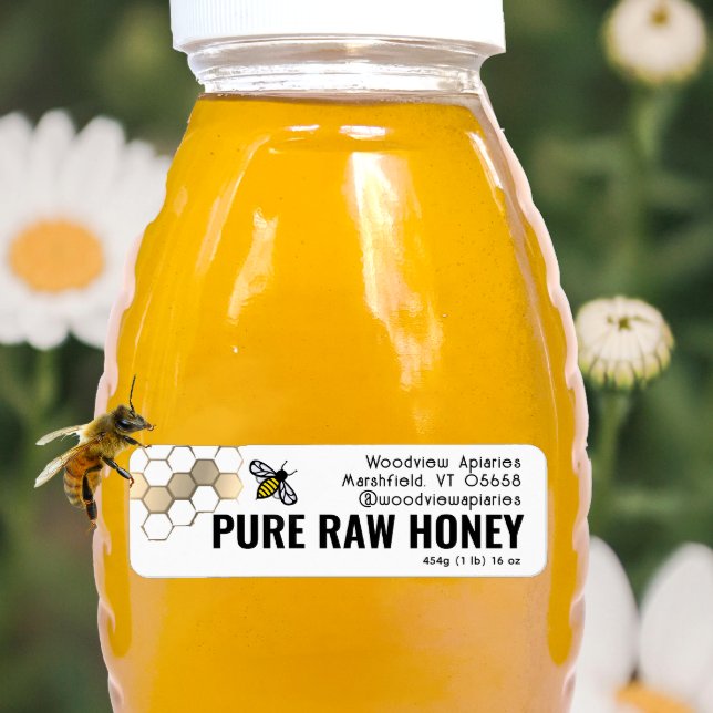 Mini 2.25” Honey Label Cute Bee & Gold Honeycomb  (Creator Uploaded)