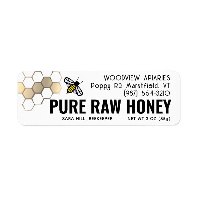 Mini 2,25 po Étiquette miel mignonne d'abeille et  (Devant)