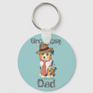 Mini American Shepherd Dad Keychain