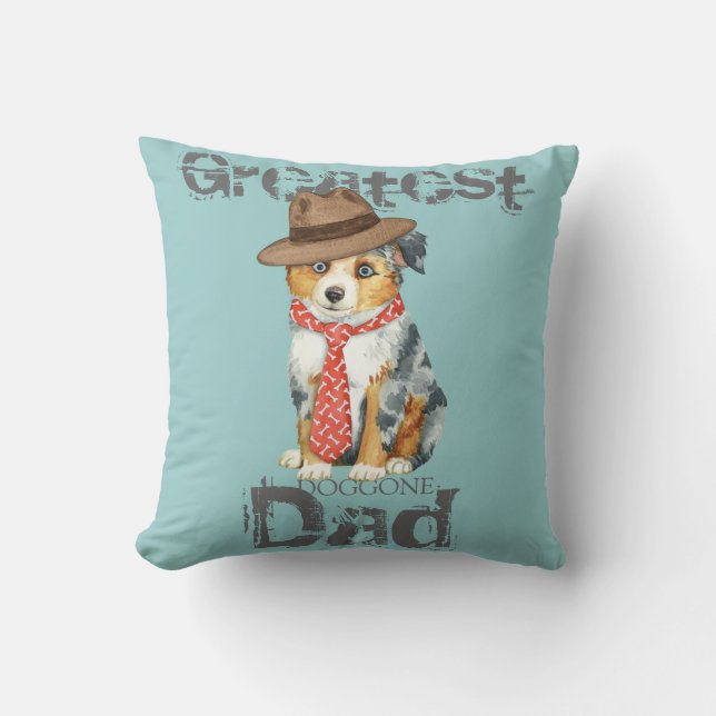Mini American Shepherd Dad Throw Pillow (Front)