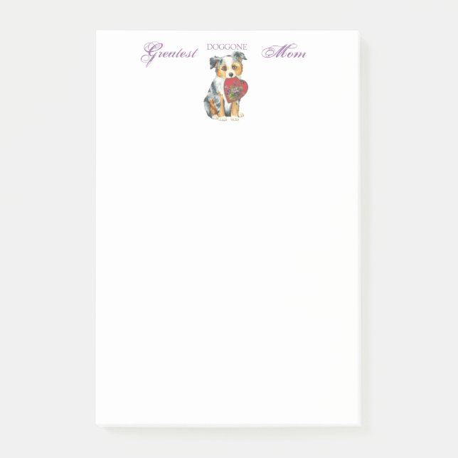 Mini American Shepherd Heart Mom Post-it Notes (Front)